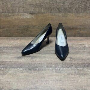 Liz Claiborne Navy Blue Leather Pointed Toe Pumps Women's Size 8